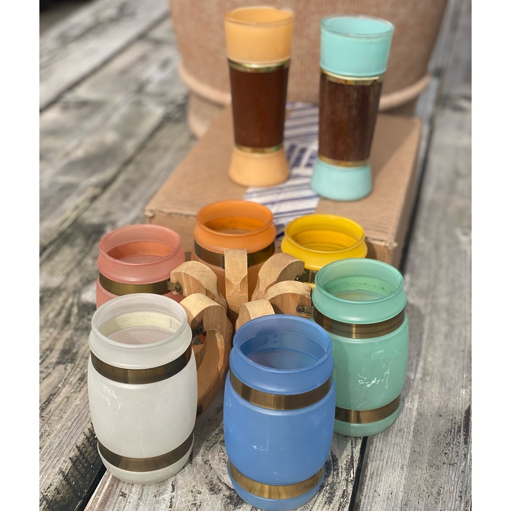 8-Pc Retro Siestaware Cup Set Drinking Glasses Fiestaware Collector Cups
